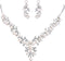 EVER FAITH Women's Crystal Simulated Pearl Leaf Vine Necklace Earrings Set Clear Silver-Tone...