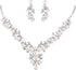EVER FAITH Women's Crystal Simulated Pearl Leaf Vine Necklace Earrings Set Clear Silver-Tone...