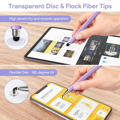 Stylus Pens for Touch Screens, Fine Tip Stylus Pen Drawing and Writing 2-in-1 Disc Tips High Sensitivity Stylus Pen for ipad, iPhone, Apple, Andro...