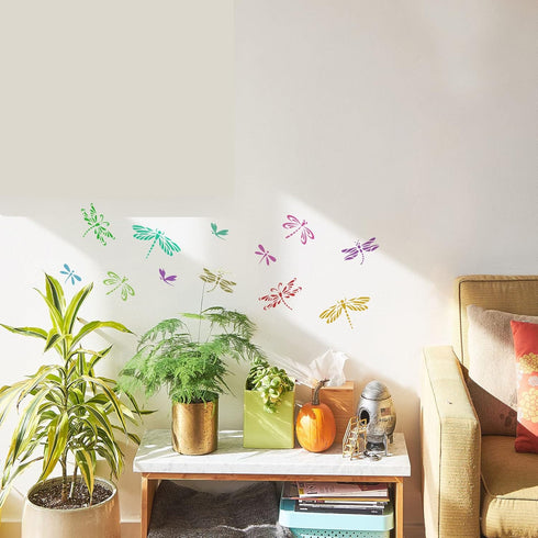 FINGERINSPIRE Dragonfly Flower Stencil 11.8x11.8inch Flying Dragonfly Painting Stencil Plant Wildflower Drawing Stencil, Reusable Art Craft Drawin...