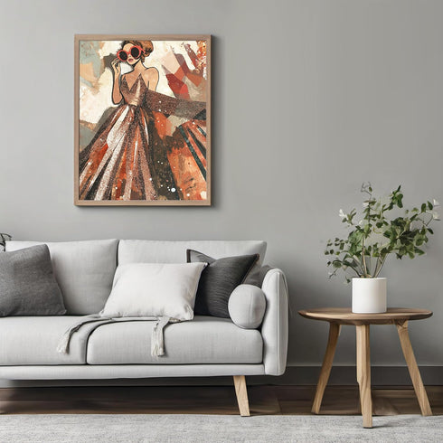 Posterizer 1 pcs-glamorous woman in a vintage-inspired glittery fashion 2-Inspirational Women's Art-Adventure Wall Art-Gift for Women, Designer Fa...