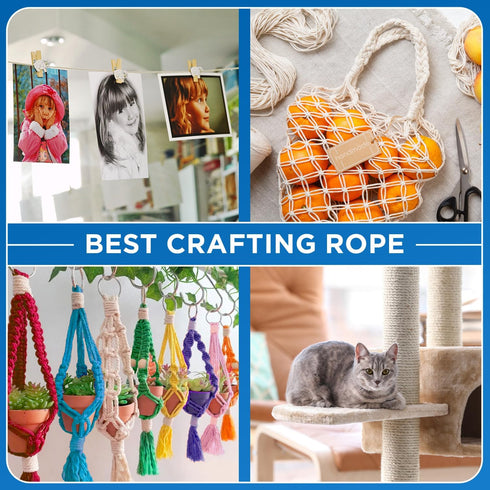 TECEUM Cotton Rope 3/16” (5 mm) – 50 FT – Strong All-Purpose Braided Rope – Natural Cotton – for Crafting, ?amping, Clothes Line, DIY, Indoor & Ou...