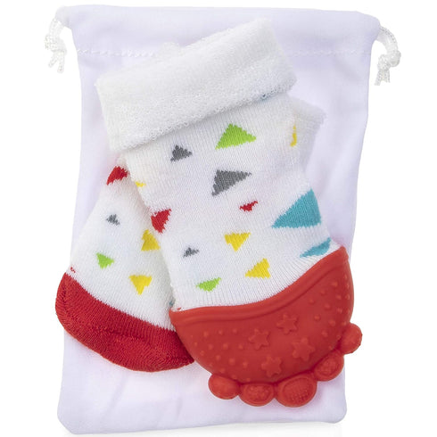 Nuby Soothing Teether Sock, Red Triangles...