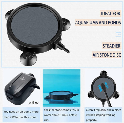 Pawfly Aquarium 4 Inch Air Stone Disc Bubble Diffuser Release Tool for Air Pumps Buckets Fish Tanks Ponds DWC Reservoirs and Circulation System - ...