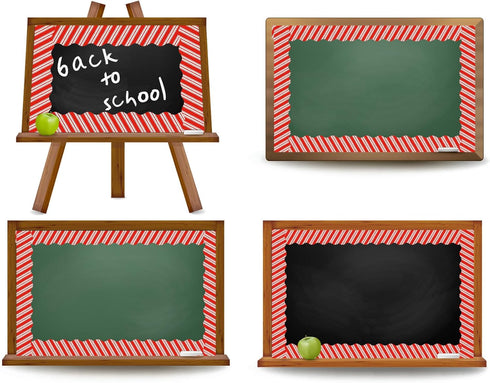 Whaline 98.4ft Christmas Bulletin Board Borders 3 Sizes Red White Striped Die-Cut Rolled Border Trim for Xmas Winter School Classroom Office Chalk...