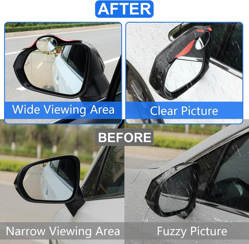 LivTee Blind Spot Mirror with Side Mirror Rain Guard, HD Glass Frameless Convex, Carbon Fiber 2-in-1 Side Mirror Covers Kit with Wide Angle Adjust...