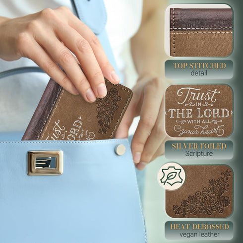 Christian Art Gifts Inspirational Vegan Leather Checkbook Cover for Women & Men: Trust in The Lord Encouraging Scripture, Money Holder Duplicate C...