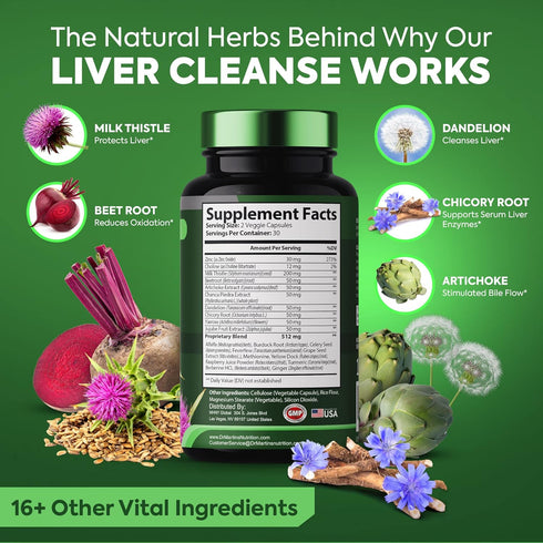 Liver Cleanse Detox & Repair Formula Supplement | For Enhanced Liver & Gut Health | Boosts Energy | Antioxidant with 21 Ingredients Milk Thistle, ...