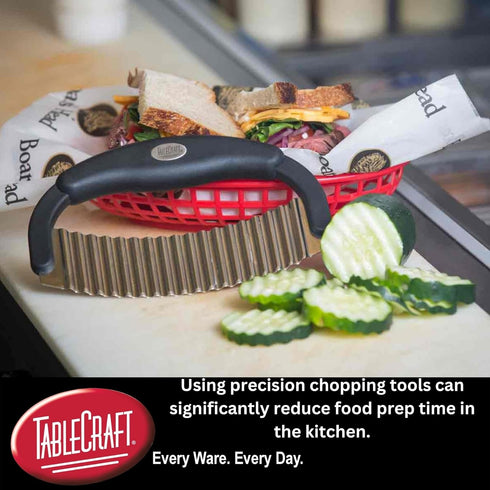 TableCraft H6610 Single Mezzaluna – Wavy Crinkle Cutter for Fruits, Vegetables, Pickles & Potatoes – Stainless Steel, One-Handed, Crinkle Cut Tool...