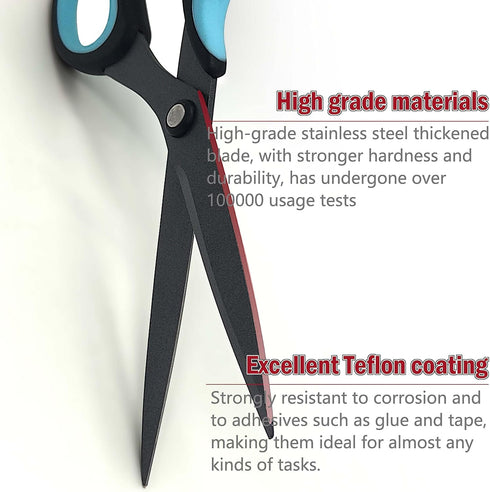 Scissors for office SNOWSULL Stainless Steel scissors all purpose 8.5" sewing scissors teflon coated Yarn Thread Cutter Small scissors (Red)...