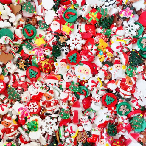 50 Pcs Christmas Theme Slime Charms Easter DIY Craft Making Resin Jewery Making Kit, Resin Flatback Slime Beads Making Supplies for DIY Scrapbooki...