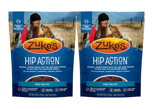 Zuke's Hip Action Dog Treats, Beef Recipe, Natural & Tender Dog Treats with Hip & Joint Support, Dog Treats for Adult Dogs 6 Ounce (Pack of 2)...