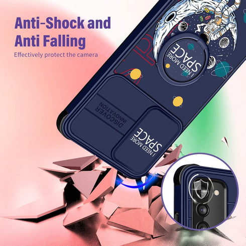 (2in1 for Samsung Galaxy A03S Phone Case for Women Cute Girls Cover Astronaut Fun Funny for Teen Boys Cool Cartoon NASA Design with Camera Cover a...