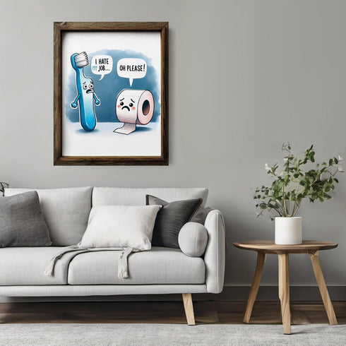 Posterizer 1 pcs-funny gag housewarming gift-toothbrush and TP-Comedy Art-Typography Art-Gift for Men Women Entrepreneur Teens-Bathroom, restroom ...