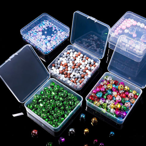 6 Pieces Mini Plastic Clear Beads Storage Containers Box for Collecting Small Items, Beads, Jewelry, Business Cards, Game Pieces, Crafts (3.7 x 3....
