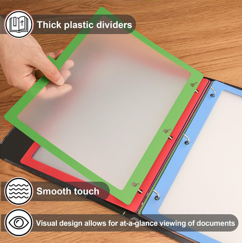 16Pcs/2 Set 8 Tab Dividers for 3 Ring Binder, 16 Pcs Clear Color 3 Ring Binder Dividers with Tabs, Page Folder Dividers, Plastic Tabbed File Divid...