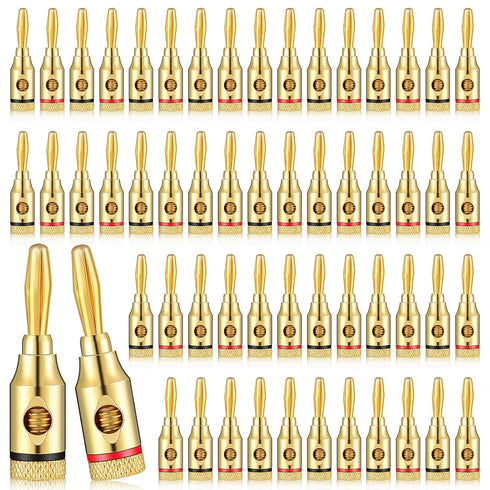 60 Pcs Banana Plugs Gold Plated Speaker Banana Plugs 30 Pairs/ 60 pcs Banana Adapter Connector for Speaker Wire, Wall Plate, Home Theater, Audio/V...