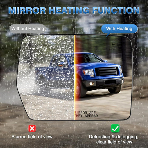 TOP-MAX F150 Passenger Right Side Mirror Glass Replacement Compatible with 2004-2014 Ford F150, with Holder Convex Heated Mirror for 4L3Z17K707DA ...