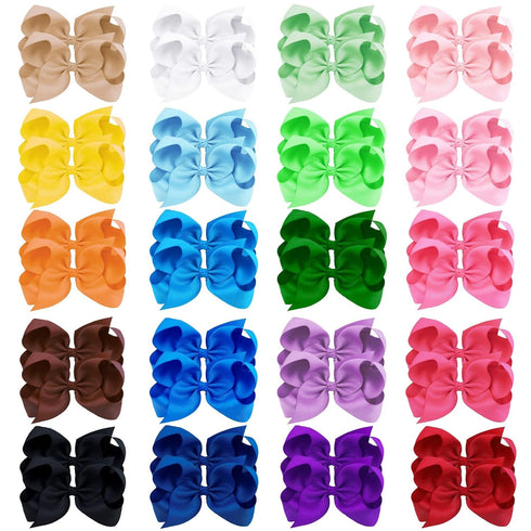 Oaoleer 40Pcs 4.5" Hair Bows Clips Grosgrain Ribbon, Alligator Clips, Barrettes Hair Accessories for Baby Girls Infants Toddlers Kids Teens Childr...