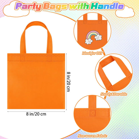 Aneco 24 Pack Non-woven Party Bags with Handles 8×8 Inch Treat Tote Bags Rainbow Party Gift Bags for Birthday Party Favor DIY Crafts Event Supplie...