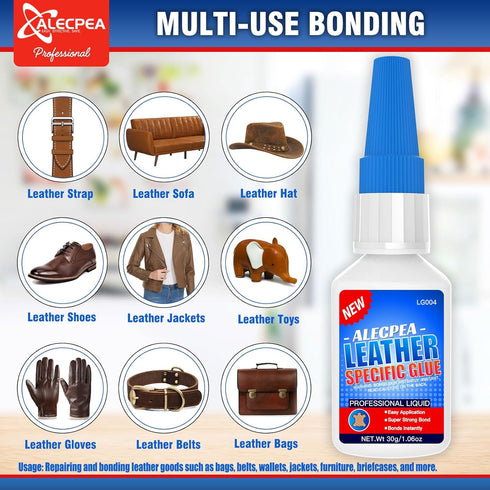 30g Leather Glue - Strong Bond for Repair & DIY, Permanent Clear Fabric Adhesive for Shoes, Bags, Furniture...
