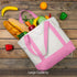 TOPDesign 1-Pack Canvas Tote Bag with an External Pocket, Reusable Grocery Shopping Bag, Top Zipper Closure, Daily Essentials (Pink/Natural)...