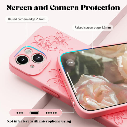 Compatible with iPhone 13 Case - Cute Butterfly Flowers Engraved Phone Case Compatible with iPhone 13 - Soft Silicone Case Compatible with iPhone ...