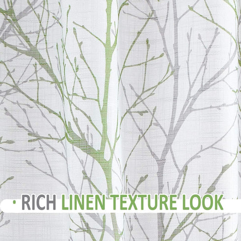 FMFUNCTEX White Valance Curtains for Windows Print Tree Branch Semi Sheer Valance Grey Green Rod Pocket Window Treatment 1 Panel, 50 x 15 Inches...