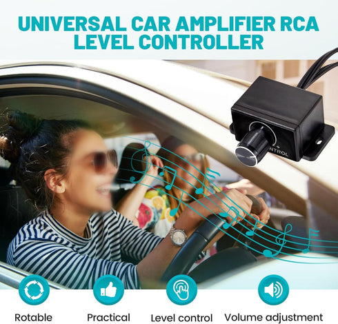 Universal Car Amplifier RCA Level Controller, Car Audio Bass Control Knob, Sub Amp Volume Control Cable for Car, Motorcycle, Speakers, Home Theate...