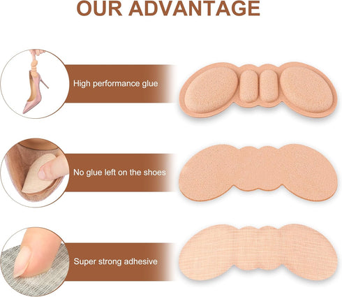 Heel Pads for Shoes That are Too Big, 4 Pairs Foamed Cotton Heel Cushions for Pain Relief & Tighter Fit, Filler Improved Shoe Fit and Comfort (Bla...