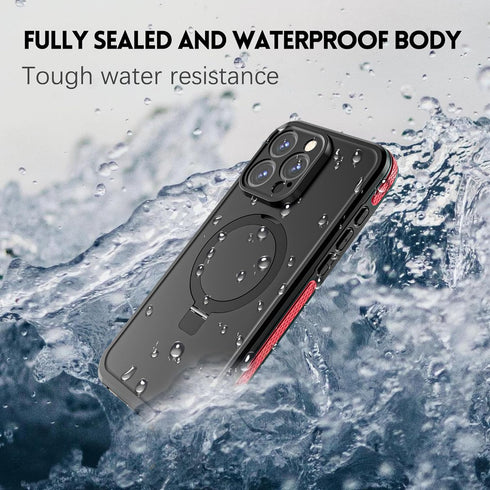 for iPhone 15 Pro Max Waterproof Case with Stand Compatible with MagSafe, Full Body Magnetic IP68 Underwater Case Built-in Screen Protector Milita...