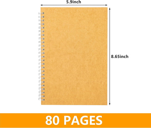 8.65 x 5.9 Inch 1 Pack College Ruled Notebook, Soft Brown Cover Spiral Notebook, Memo Notepad Sketchbook, Students Office Business Diary Spiral Bo...