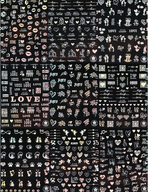9 Sheet Valentine's Day Heart Nail Art Stickers Decals, 3D Laser Heart Rose Cat Letter Nail Stickers for Nail Art, Romantic Cute Nails Adhesive Ma...