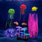 Lpraer 5 Pack Glow Aquarium Decorations Kelp Coral Mushroom Sun Flower Jellyfish Simulation Glow Plant Glowing Effect Silicone for Fish Tank Decor...