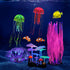 Lpraer 5 Pack Glow Aquarium Decorations Kelp Coral Mushroom Sun Flower Jellyfish Simulation Glow Plant Glowing Effect Silicone for Fish Tank Decor...