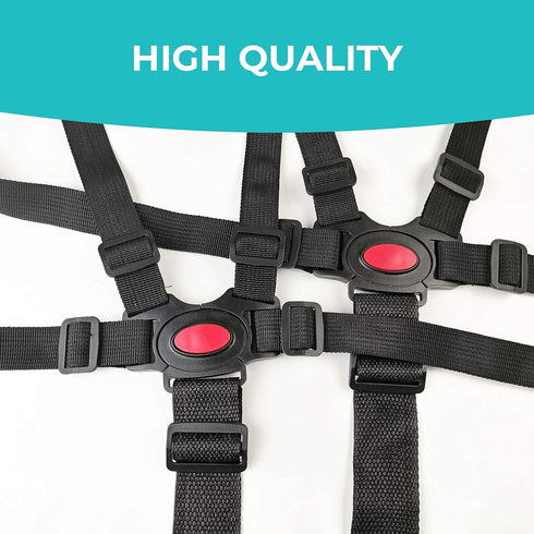 5 Point Harness Seat Belt?Adjustable Baby Seat Belt Full Protection Security Harness Seatbelt for High Chair and Pushchair Black...