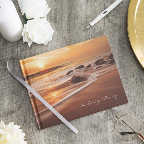 Global Printed Products Funeral Guest Book, 9"x7", Sunset...