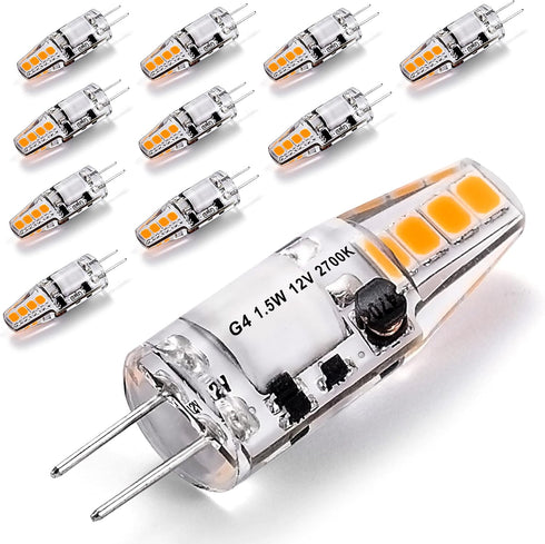 G4 LED Bulbs 10W-20W T3 Halogen 12V Landscape Replacement, JC Bi-Pin Base G4 1.5W AC/DC 12V for RV Under Cabinet Puck Light Chandeliers Track Outd...