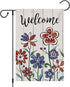 Welcome 4th of July Garden Flag 12x18 Inch Double Sided, Patriotic Independence Day Flower Yard Flag for Memorial Day Outdoor House Decorations (O...
