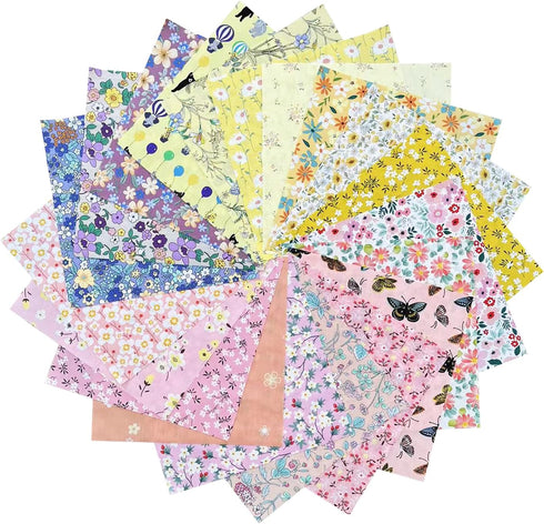 200PCS 4 x 4 inch Floral 100% Cotton Fat Quarters Fabric for Sewing and Quilting Bundles Precut Fabric Square for DIY Craft Patchwork...