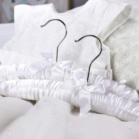 HANGERWORLD Pack of 3 Small Kids Satin Padded Hangers - 11.8inch Soft White Infant, Toddler and Baby Hangers for Nursery Closet...
