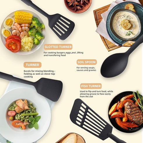 Kitchen Utensils Set, 7PCS Cooking Utensils Set 410F° Heat Resistant & Non-stick Food Nylon Kitchen Gadgets Accessories For Cookware, BPA Free Kit...