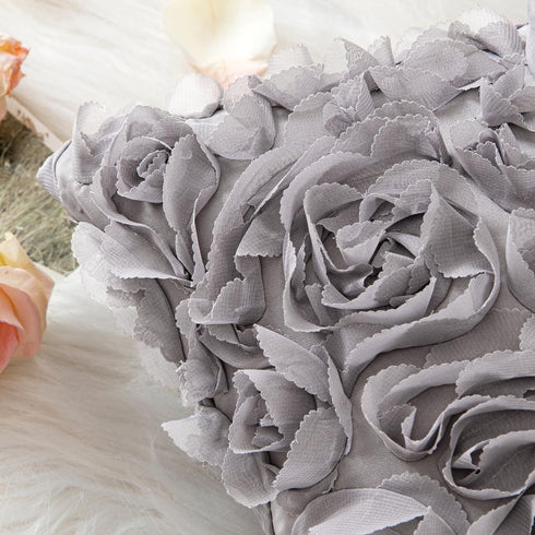 MIULEE 3D Decorative Romantic Valentines Stereo Chiffon Rose Flower Throw Pillow Cover Solid Pillowcase for Girl Women Wedding Sofa Bedroom Car De...