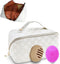 Travel Make Up Bag with Compartments, Flat Toiletry Bag, Makeup Toiletry Travel Bag, Open Flat Waterproof Makeup Bag with Handle, Portable Makeup ...