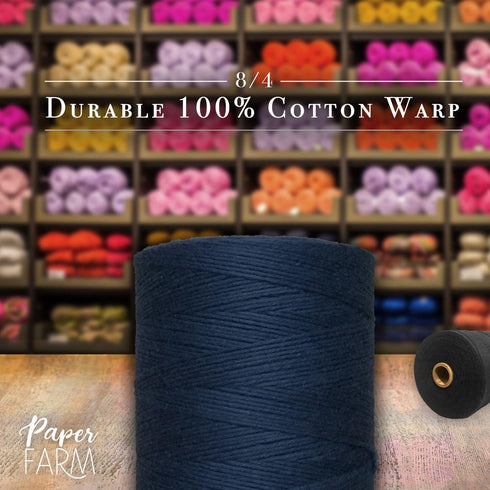 100% Cotton Loom Warp Thread (Navy Blue), 8/4 Warp Yarn (800 Yards), Perfect for Weaving: Carpet, Tapestry, Rug, Blanket or Pattern - Warping Thre...
