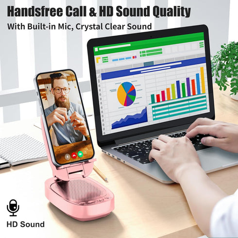 Cell Phone Stand with Wireless Bluetooth Speaker for Men and Women with LED Atmosphere Light HD Surround Sound Speaker for Home,Office,Outdoor Com...