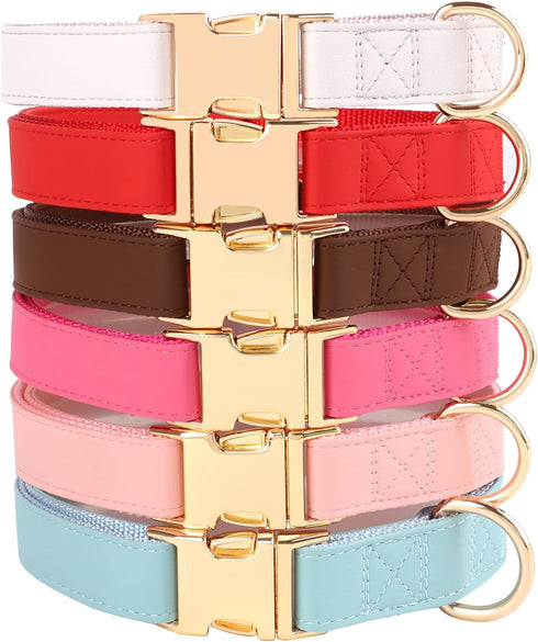 PET ARTIST Soft & Comfy Girl Dog Collars, Bright & Classic Pink Dog Collar Leather for Medium Dogs, Durable & Heavy Duty Nylon Dog Collar with Qui...