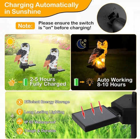 Owl Solar Lights Outdoor Garden, Owl Solar Light Waterproof, Maintain of 10 Hours Lighting Solar Lights Outdoor Owl for Yard, Patio, Lawn, Garden ...