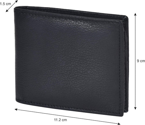 Leatherboss Leather Boys Slim Compact Flap Id Coin Pocket Bifold Wallet with debit credit card holder, Black...