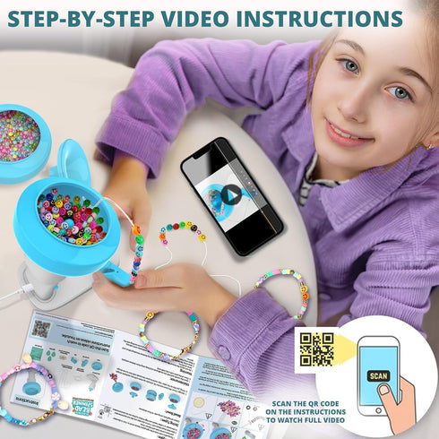 Electric Bead Spinner for Bracelet Making Kit - Clay Bead Bracelet Kit Essentials, Bead Spinner Needles Included, Easy Friendship Jewelry Bracelet...